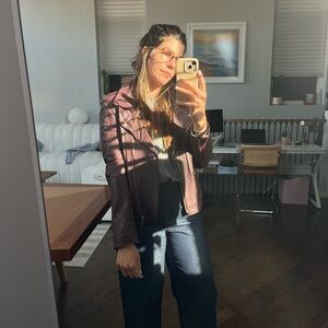 Chic Women's Leather Jacket in Deep Burgundy